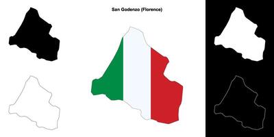 San Godenzo, Tuscany outline map set vector