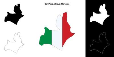 San Piero A Sieve, Tuscany outline map set vector