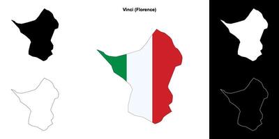 Vinci, Tuscany outline map set vector