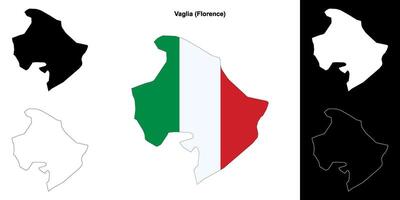 Vaglia, Tuscany outline map set vector