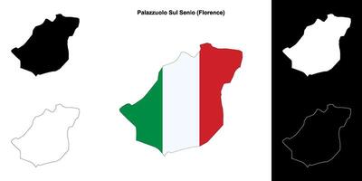Palazzuolo Sul Senio, Tuscany outline map set vector
