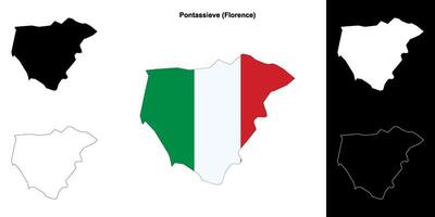 Pontassieve, Tuscany outline map set vector