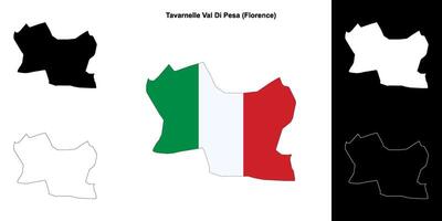 Tavarnelle Val Di Pesa, Tuscany outline map set vector