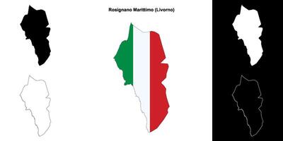 Rosignano Marittimo, Tuscany outline map set vector