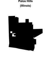 Palos Hills, Illinois blank outline map vector