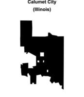 Calumet City, Illinois blank outline map vector