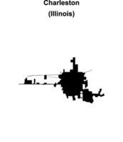 Charleston, Illinois blank outline map vector