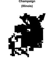 Champaign, Illinois blank outline map vector