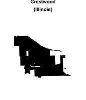 Crestwood, Illinois blank outline map vector