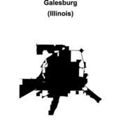 Galesburg, Illinois blank outline map vector