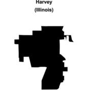 Harvey, Illinois blank outline map vector