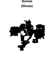 Gurnee, Illinois blank outline map vector