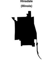 Hinsdale, Illinois blank outline map vector