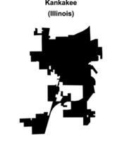 Kankakee, Illinois blank outline map vector