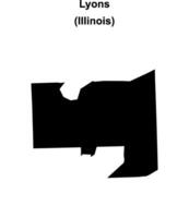 Lyons, Illinois blank outline map vector