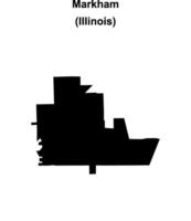 Markham, Illinois blank outline map vector