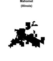 Mahomet, Illinois blank outline map vector