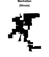 Manhattan, Illinois blank outline map vector