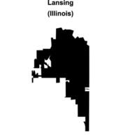 Lansing, Illinois blank outline map vector