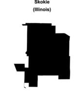 Skokie, Illinois blank outline map vector