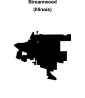 Streamwood, Illinois blank outline map vector