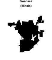 Swansea, Illinois blank outline map vector
