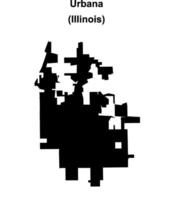 Urbana, Illinois blank outline map vector