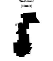 Westmont, Illinois blank outline map vector