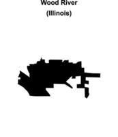 Wood River, Illinois blank outline map vector