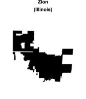 Zion, Illinois blank outline map vector