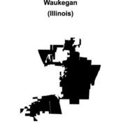 Waukegan, Illinois blank outline map vector