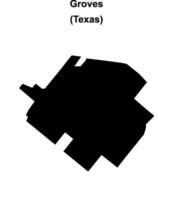 Groves, Texas blank outline map vector