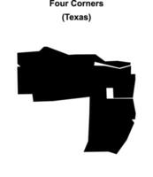 Four Corners, Texas blank outline map vector