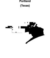 Portland, Texas blank outline map vector
