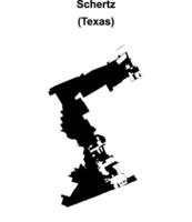 Schertz, Texas blank outline map vector