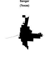 Sanger, Texas blank outline map vector