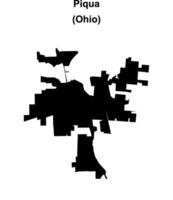Piqua, Ohio blank outline map vector
