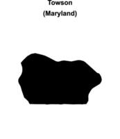 Towson, Maryland blank outline map vector