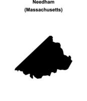 Needham, Massachusetts blank outline map vector