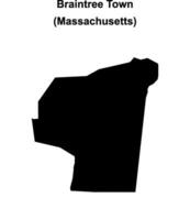 Braintree Town, Massachusetts blank outline map vector