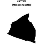 Danvers, Massachusetts blank outline map vector
