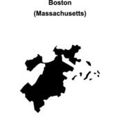 Boston, Massachusetts blank outline map vector