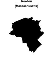 Newton, Massachusetts blank outline map vector