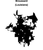 Broussard, Louisiana blank outline map vector