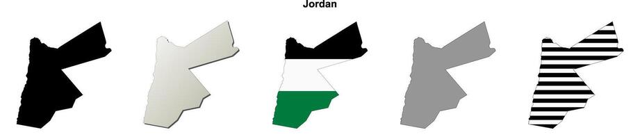 Jordan outline map set vector