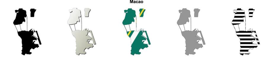 Macao outline map set vector