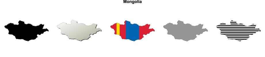 Mongolia outline map set vector