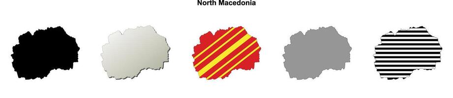North Macedonia outline map set vector