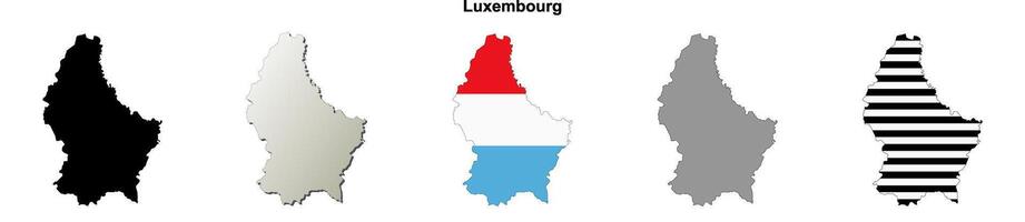 Luxembourg outline map set vector