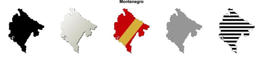 Montenegro outline map set vector
